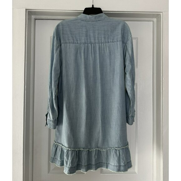 NWT Wonderly Chambray Denim Button Down Shirt Dress Size Small Light Blue - Picture 2 of 6